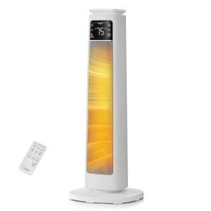 대형 실내용 공간 히터, 온도 조절기 및 리모컨이 있는 FOHERE 24인치 전기 70 진동, 12시간 타이머, 과열 팁오버 보호, 홈 침실 사무실용 선풍기 모드