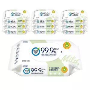 [깨끗한나라][깨끗한나라] 깨끗한나라 99.9% 클린 손소독티슈 마일드 휴대용 20매 10팩 (42931187)