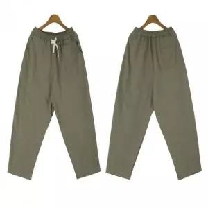 남성용 여름 린넨 벌룬핏 배기 통바지 캐주얼 팬츠