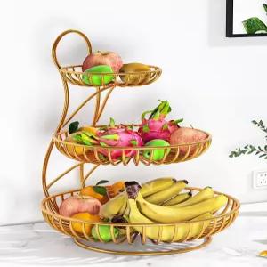 과일 티브 스낵 트레이 3단 빵 크리 접시 홈 다층 스탠드 돔 케익 디저트 바구니