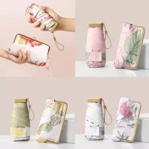 초경량 미니 파우치지갑+양우산세트 자외선차단 UPF50+ 양산 우산 암막 UV차단 수동 부모님선물