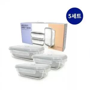 ( )뉴오븐글라스 3종세트직사각 1050mlx3p-5개 오븐용기 밀폐용기 반찬그릇 반찬통 선물세트