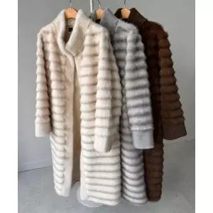 [하프클럽/제이0]하이넥 퍼 밍크 무스탕 점퍼 롱 코트