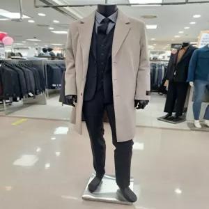 [바쏘옴므]바쏘옴므 라이트베이지 케시미어혼방 구스조끼분리 핸드메이드롱코트(WSY4CJ13ALB5