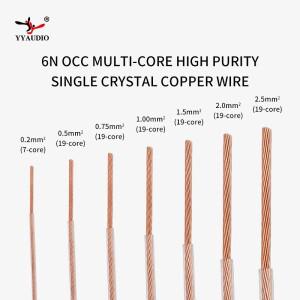 YYAudi 호환O 6N OCC 단결정 구리 와이어 스피커 증폭기 튜브 점퍼 자동차 오디오 상호 연결 케이블 1m 5m