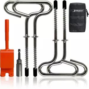 프리스티스 아이스 앵커 툴 키트 드릴 어댑터가 있는 낚시 텐트 스테이킹 네일 스테인리스 스틸 오거