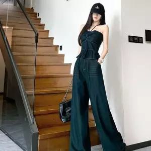 여성용 배기핏 탑세트 스윗 청바지 스트랩 슈퍼와이드팬츠 앤 원픽5