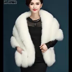 겨울 스카프 인조 여우털 코트 숄 재킷 포켓 포함 여성용 화이트 핑크 그레이 겨울