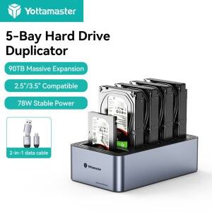 요타마스터 알루미늄 4/5베이 SATA 하드 드라이브 도킹 스테이션 타입-C 78W 오프라인 클론 기능 포함 2.5/