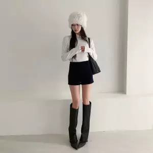 [하프클럽/]여성 코듀로이 일상 쁘띠 하이웨이스트 반바지