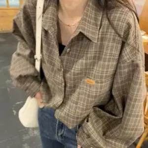 레이디스 이지일상템 앤틱 릴렉스핏 그리드체크 캐주얼셔츠