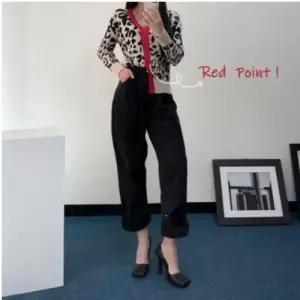 봄 브이넥 레오파드 호피 가을 배색 니트 겨울 WFLMQYW