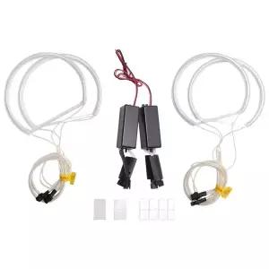 내구성이 뛰어난 4X Ccfl 엔젤 아이 헤일로 LED 링 라이트 화이트 비프로젝터형 BMW 호환 E46 3 시리즈용