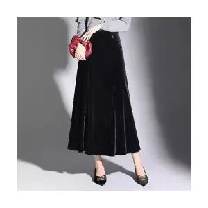 여성 데일리 A라인 스커트 벨벳 머메이드 힙업 밴딩 롱 패치 추동 스포M4