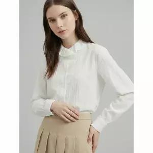 [하프클럽/샵앤]국산 여성 프릴 넥라인 포인트 페미닌 블라우스 SIU-WBL-21022-아이보리