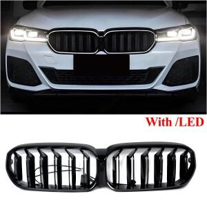 BMW 호환 5 시리즈 G30 G38 G31 2021 LCI 키드니 그릴 LED 라이트 레이싱 범퍼 메쉬 530i M5용