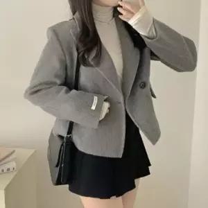겨울 데일리 오피스룩 카라 여성 숏코트 자켓
