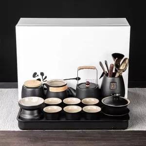 다도세트 검은 도자기 티포트 수납 다기 전통찻잔 다도