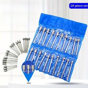 20pcs 다이아몬드 그라인딩 버 드릴 비트 세트 로타리 도구 액세서리 돌 조각 유리 연삭 연마 용