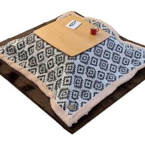 난방 테이블 다다미 코타츠 접이식 수납 일본 4종 다기능 커피 히터 및 담요 (색상: 흰색 사이즈: 75x75cm)