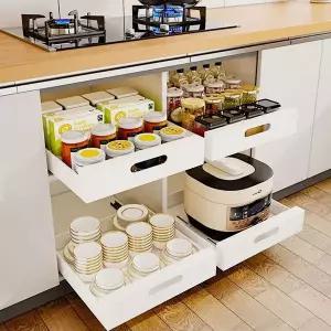 [하프클럽/알티피아]주방 싱크대 하부 정리 슬라이딩 레일 선반 수납장