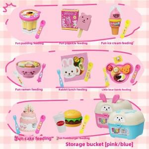 몽테조이 작은 곰 모양 푸딩 먹이기 세트 역할 놀이 조기 교육 도시락 장난감 시뮬레이션 모델 선물