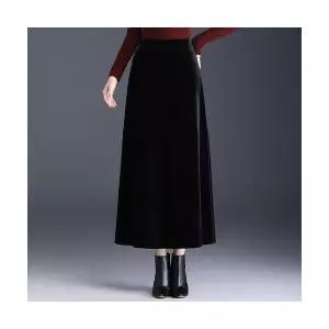 여성 데일리 미니 스커트 벨벳 머메이드 추동 롱 A라인 백 빈티지 반 스포M4