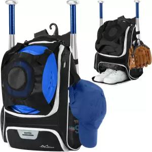 MoKo 야구 가방 외부 헬멧 홀더가 있는 소프트볼 및 T볼 배트 장비용 펜스 후크 청소년 신발 수납 공간이