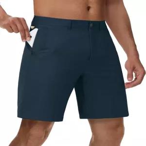 JWM 남성 골프 반바지 8인치 11인치 스트레치 경량 하이브리드 캐주얼 드레스 작업 롱 쇼트 지퍼 포켓 플랫