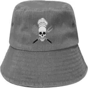 남성용 스컬 쿡 셰프 버킷햇 빈티지 워시 데님 낚시 비치햇 면 선햇 그레이