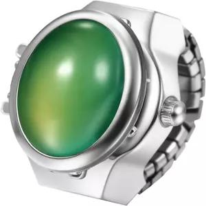 Avaner 남성 여성 핑거 워치 엘라스틱 밴드 쿼츠 이지 리더 컬러풀 플립 커버 스테인리스 스틸 신축성 링