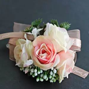 꽃 장식 팔찌 웨딩용 플라워 브레이슬릿 리본 브라이덜샤워 소품