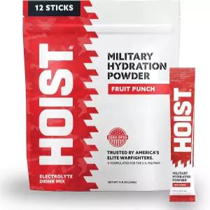 HOSTE 전해질 음료 믹스 파우더 스틱 u2013 급속 수분 보충 군용 포뮬러 과일 펀치 (12개의 1회용 팩)