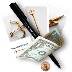 로얄 매직 트라이던트 펜은 예측 펜 쓰루 빌 코인 체인지의 세 가지 강력한 환상의 스타일리시한 트릭