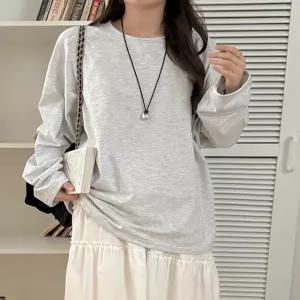 홀딩 수피마 절개 라운드 티셔츠 85985 빅사이즈 여성의류