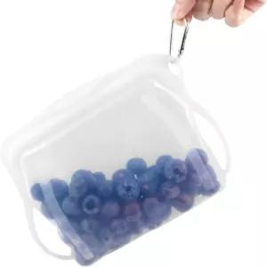 프리미엄 실리콘 재사용 식품 보관 가방 u2013 누수 방지 BPA 프리 스탠드업 냉동백 식기세척기 및