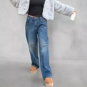 [신세계라이브쇼핑][옷자락] 여성 겨울 기모 청바지 로우라이즈 절개 와이드 팬츠