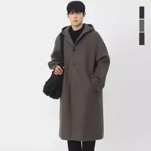 스콰즈 남자 겨울 울혼방 후드 롱코트 SAZ002