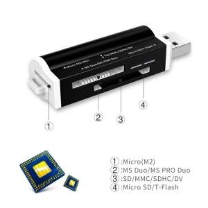 노트북용 마이크로 SD 카드 리더, 플래시 USB 메모리 스틱 프로 듀오 T-Flash, M2, MS 어댑터, 4 in 1