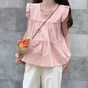 [다잇템] 여성 쿨링 티어드 프릴 SS 레이스 셔츠