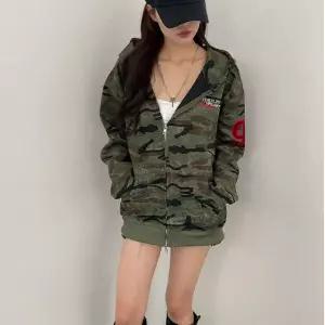 y2k 힙무드 스트릿 90 넘버 자수 패치 오버핏 루즈핏 카모플라주 후드집업 후드티