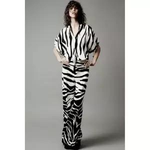 [ZARA] 자라 ZW 컬렉션 애니멀 프린트 팬츠 바지 - 크림 / 블랙 2996653