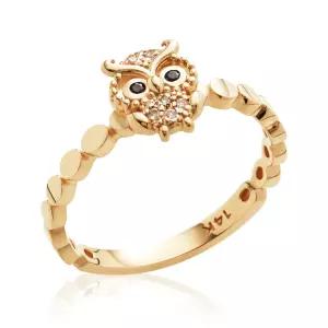 14K 큐티 부엉이 볼볼이 큐빅 반지 PNR20767