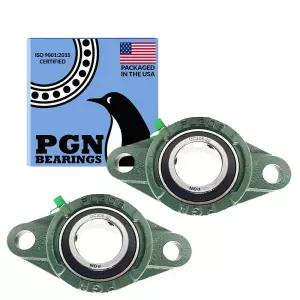 PGN UCFL206-20 베개 블록 베어링 - 플랜지 장착 2개 팩 1/4인치 보어 1개 포함 크롬 스틸 자체 정렬