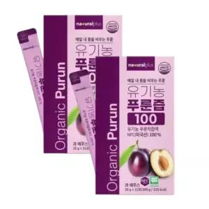 내추럴플러스 유기농푸룬즙 스틱 NFC착즙액 푸룬주스 캘리포니아 건자두액기스 15포 2박스