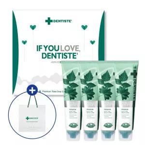 덴티스테 치약 4P 선물세트 플러스화이트 프로 100g 4개+쇼핑백