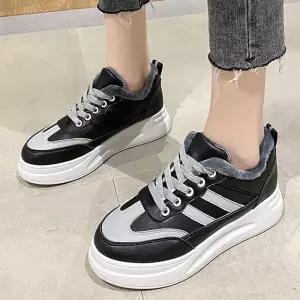 베리슈 여성 4cm 발편한 키높이 겨울 털운동화 방한 통굽 스니커즈 털신 털신발