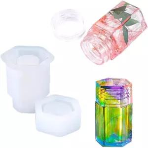 4 스타일 DIY 주얼리 수지 주조 틀 뚜껑이 있는 병 보관 에폭시 몰드 키트 수제 공예 아로마테라피 캔 제작