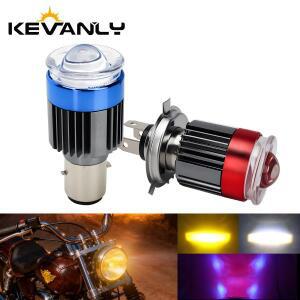 1개 H4 LED 오토바이 헤드라이트 H6 BA20D 렌즈 전구 백색 황색 상하향등 레드 엔젤 아이 DRL 주행등