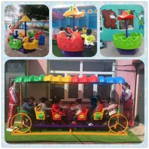 어린이 4인용 회전의자 놀이기구 / 키즈카페 유치원 실외 놀이터 포니의자